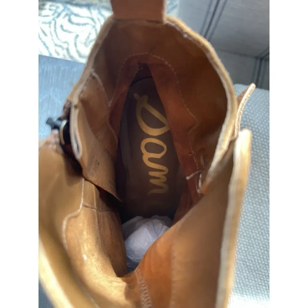 NEW Sam Edelman Polina Suede Heeled Booties Womens Size 10W Brown Leather